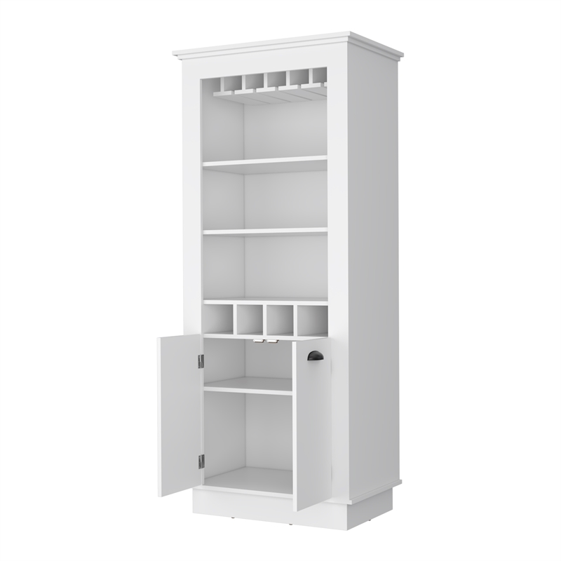 Pemberly Row Bar Cabinet with 5 Shelves Engineered Wood in White