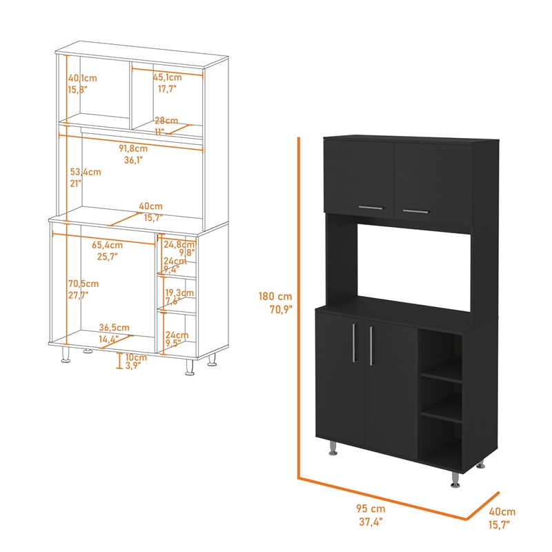 Pemberly Row 5 Piece Garage Set with Pantry Engineered Wood in Black