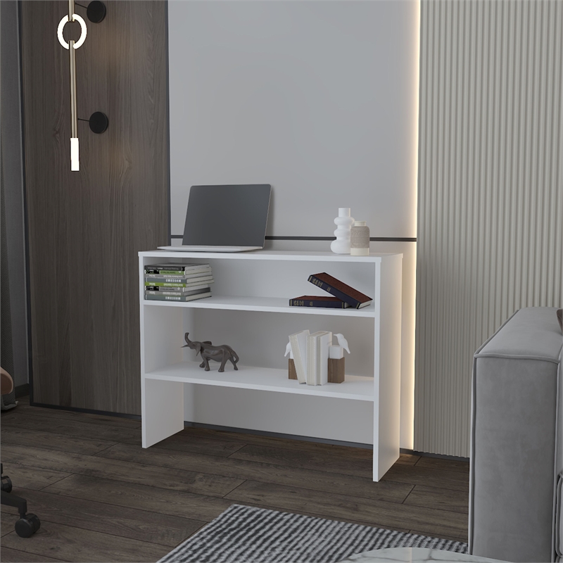 Pemberly Row Console Table with Open Storage Engineered Wood in White