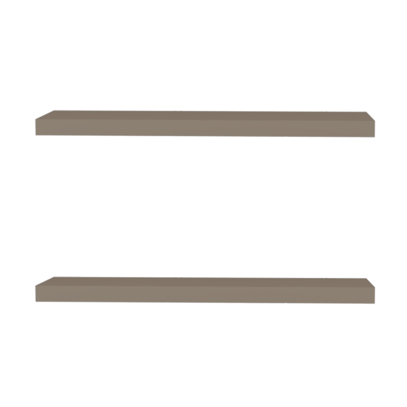 Pemberly Row Floating Wall Shelf Set of 2 Engineered Wood in Taupe