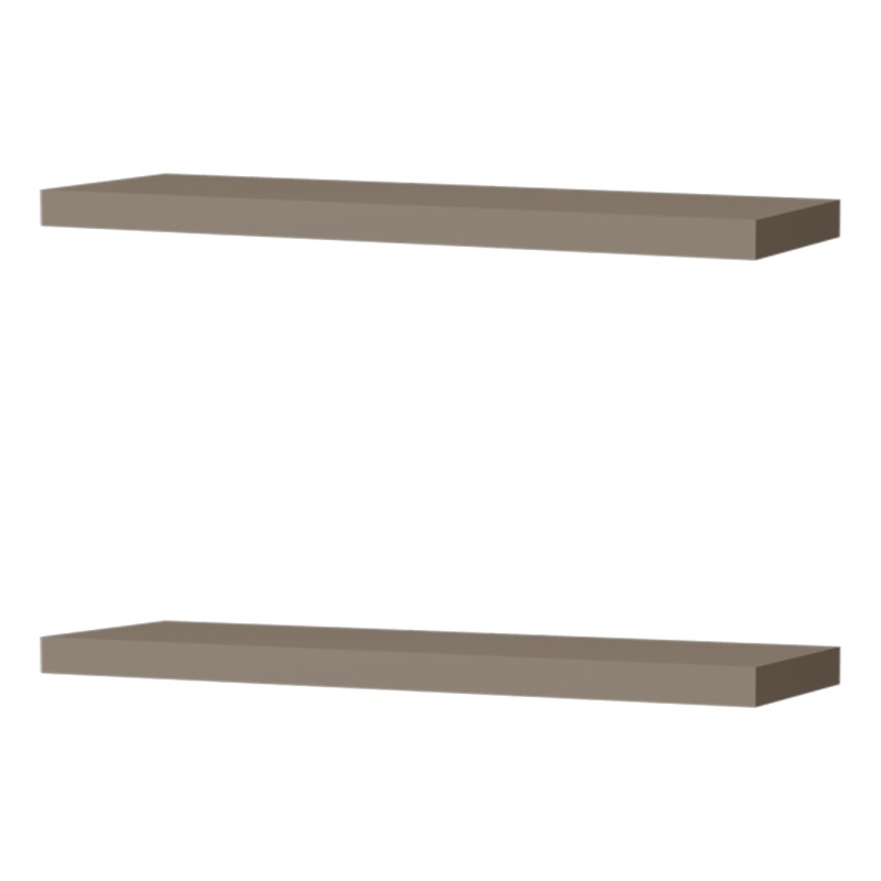 Pemberly Row Floating Wall Shelf Set of 2 Engineered Wood in Taupe