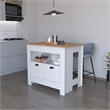 Pemberly Row Kitchen Island with 2 Doors and 3 Shelves in White