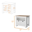 Pemberly Row Kitchen Island with 2 Doors and 3 Shelves in White