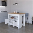 Pemberly Row Kitchen Island with 2 Doors and 3 Shelves in White