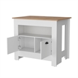 Pemberly Row Kitchen Island with 2 Doors and 3 Shelves in White