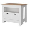 Pemberly Row Kitchen Island with 2 Doors and 3 Shelves in White