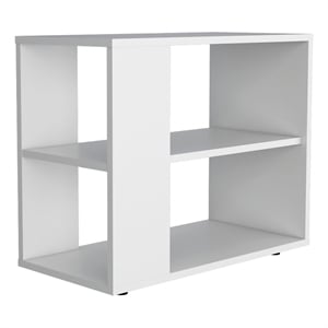 Pemberly Row Side Table with Open Storage Engineered Wood in White