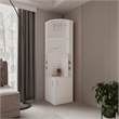 Pemberly Row Corner Bar Cabinet with Storage Engineered Wood in White