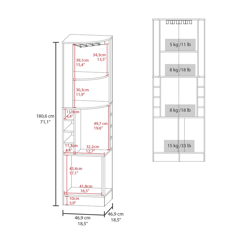 Pemberly Row Corner Bar Cabinet with Storage Engineered Wood in White