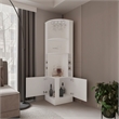 Pemberly Row Corner Bar Cabinet with Storage Engineered Wood in White