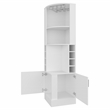 Pemberly Row Corner Bar Cabinet with Storage Engineered Wood in White