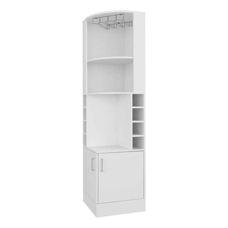 Pemberly Row Corner Bar Cabinet with Storage Engineered Wood in White