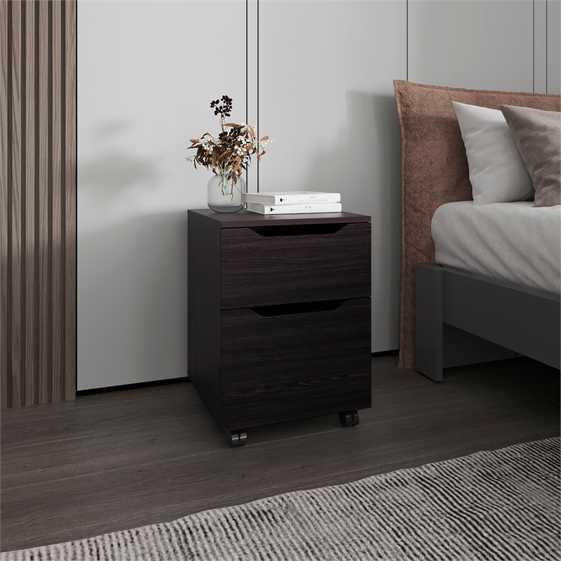 Pemberly Row Nightstand with 1 Door and 1 Drawer Engineered Wood in Wengue