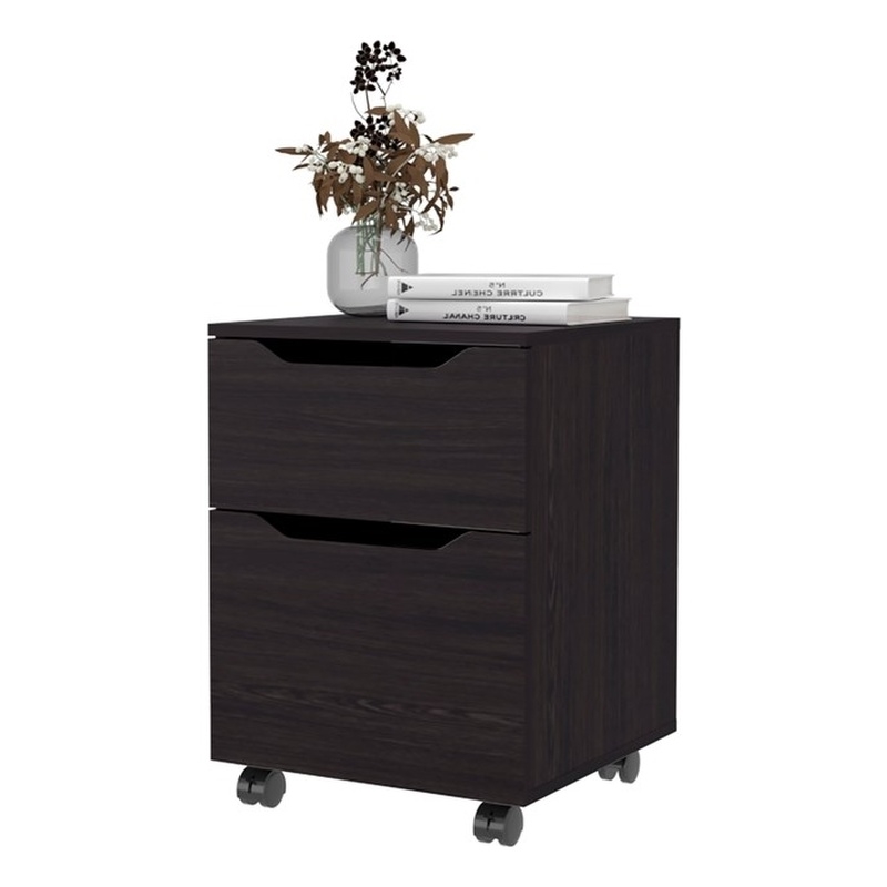 Pemberly Row Nightstand with 1 Door and 1 Drawer Engineered Wood in Wengue