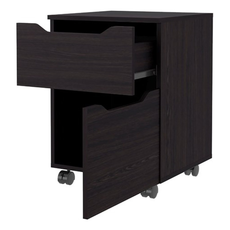 Pemberly Row Nightstand with 1 Door and 1 Drawer Engineered Wood in Wengue
