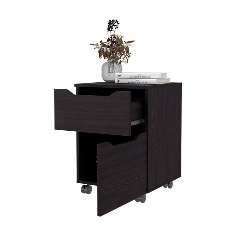 Pemberly Row Nightstand with 1 Door and 1 Drawer Engineered Wood in Wengue