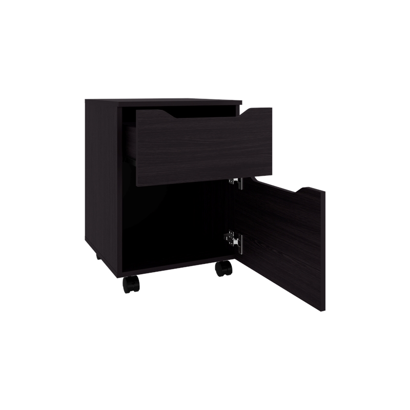 Pemberly Row Set of 2 Nightstands with Drawer and Shelf in Wenge