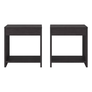 Pemberly Row Set of 2 Nightstands with Open Storage in Wenge