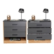 Pemberly Row Set of 2 Dressers with 3 Drawers and Open Shelf in Multi-Color