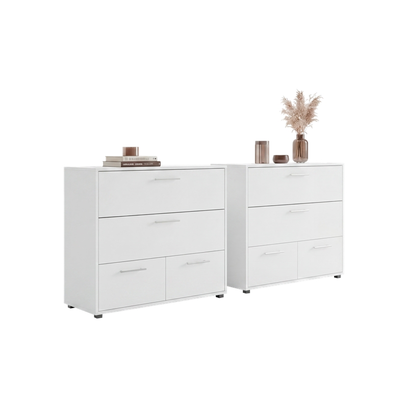 Pemberly Row Set of 2 Dressers with 4 Drawers Engineered Wood in White