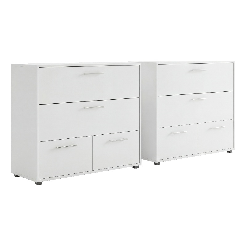 Pemberly Row Set of 2 Dressers with 4 Drawers Engineered Wood in White