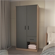 Pemberly Row Wardrobe with 2 Doors and Drawer in Matt Grey/Natural Oak