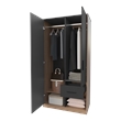 Pemberly Row Wardrobe with 2 Doors and Drawer in Matt Grey/Natural Oak