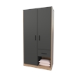 Pemberly Row Wardrobe with 2 Doors and Drawer in Matt Grey/Natural Oak