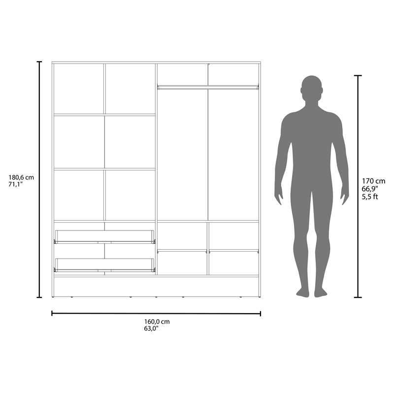 Pemberly Row Wardrobe with 4 Doors and 2 Mirror Panels in White