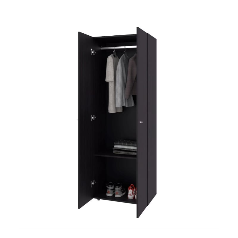 Pemberly Row Tall Wardrobe with 2 Doors and 4 Shelves in Wenge