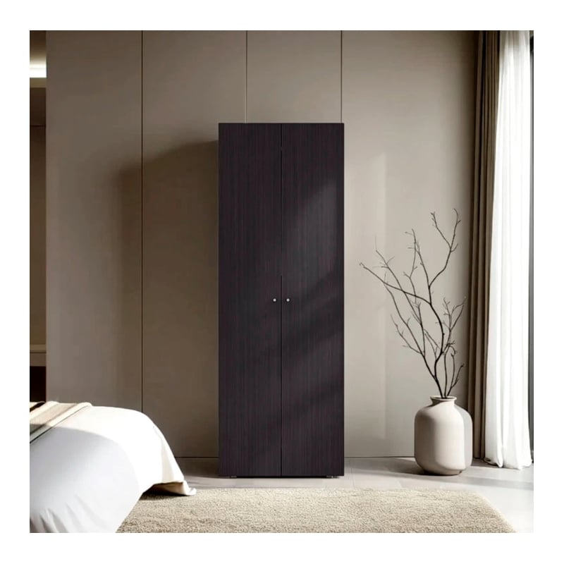 Pemberly Row Tall Wardrobe with 2 Doors and 4 Shelves in Wenge