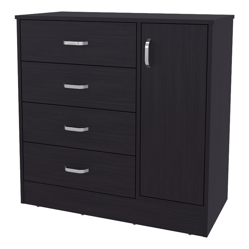 Pemberly Row 4 Drawer Bedroom Dresser with Side Cabinet in Wenge