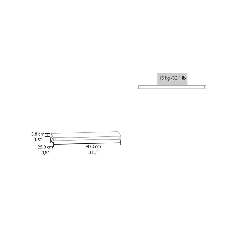 Pemberly Row Floating Wall Shelf Set of 2 Engineered Wood in Smokey Oak