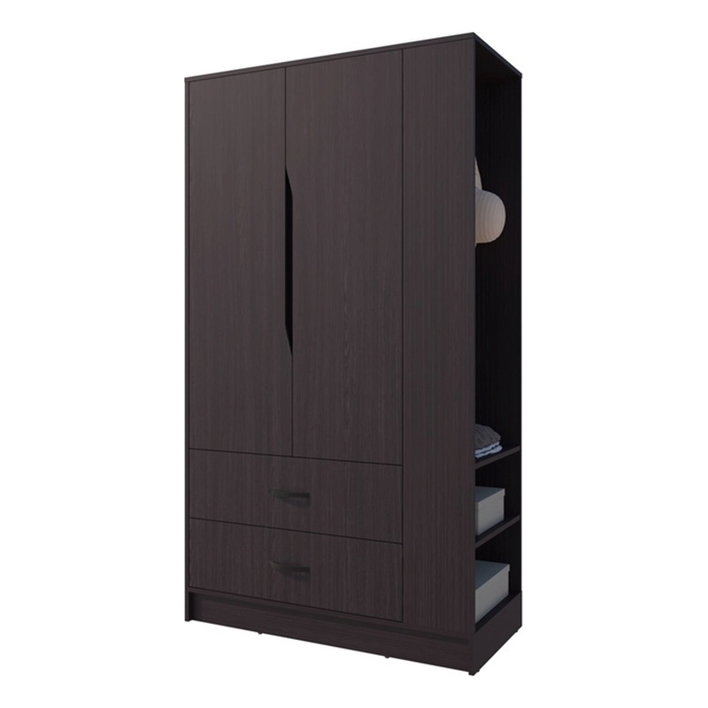 Pemberly Row Bedroom Wardrobe with 3 Doors and 1 Drawer in Wenge