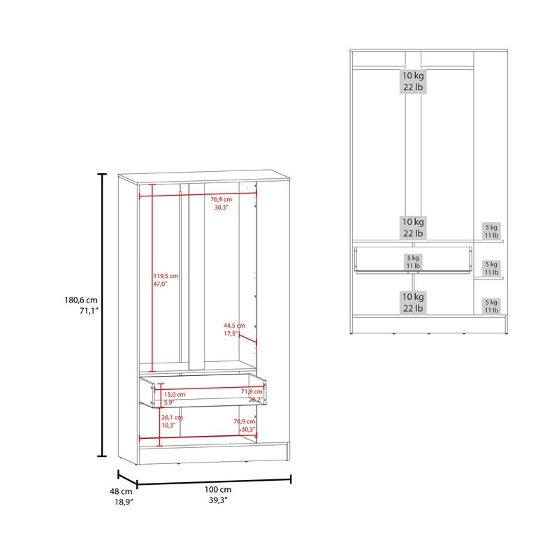 Pemberly Row Bedroom Wardrobe with 3 Doors and 1 Drawer in Wenge