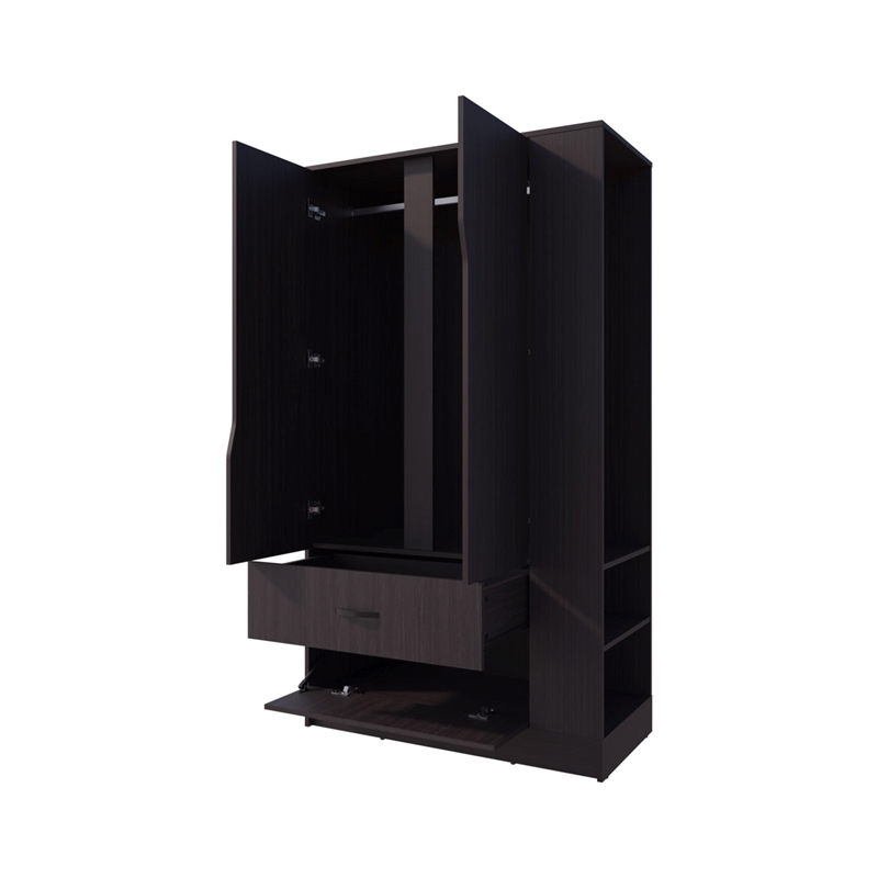 Pemberly Row Bedroom Wardrobe with 3 Doors and 1 Drawer in Wenge