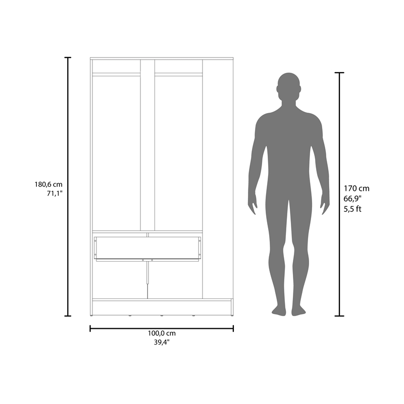 Pemberly Row Bedroom Wardrobe with 3 Doors and 1 Drawer in Wenge
