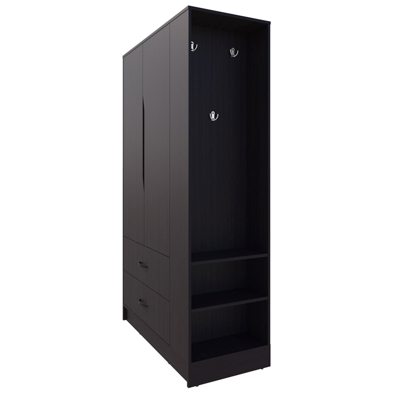 Pemberly Row Bedroom Wardrobe with 3 Doors and 1 Drawer in Wenge