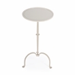 Pemberly Row Industrial Round Iron Pedestal Table in Gray/Beige Finish