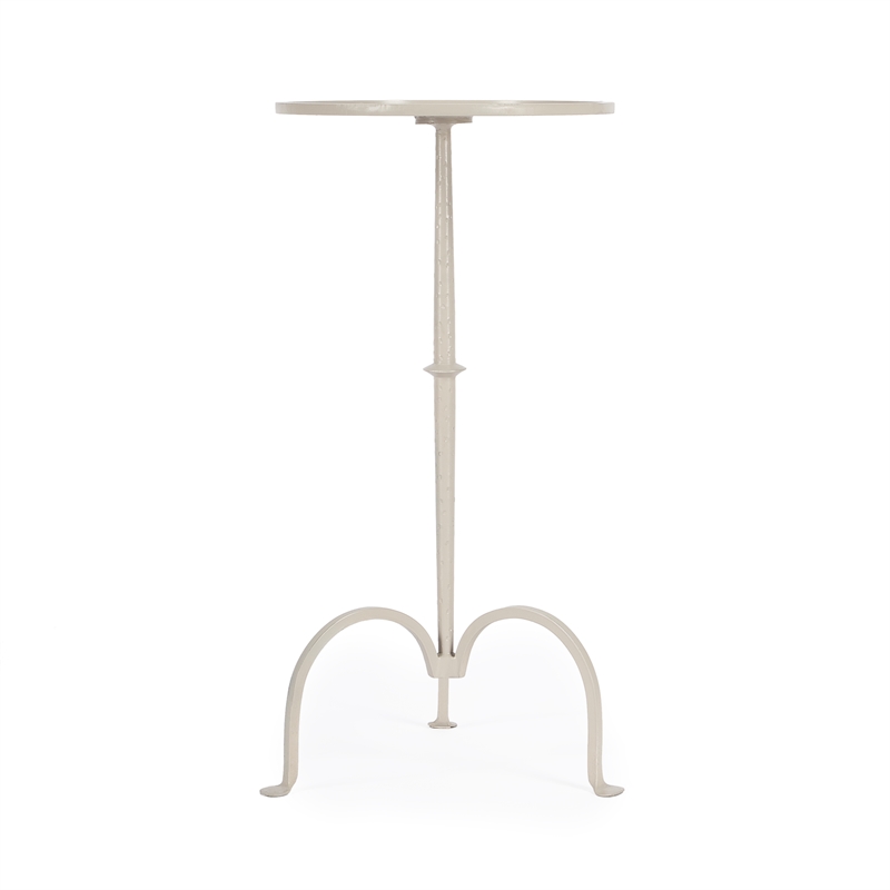 Pemberly Row Industrial Round Iron Pedestal Table in Gray/Beige Finish