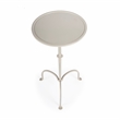 Pemberly Row Industrial Round Iron Pedestal Table in Gray/Beige Finish