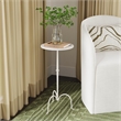 Pemberly Row Industrial Round Iron Pedestal Table in Gray/Beige Finish