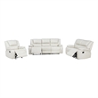 Pemberly Row 3-Piece Reclining Sofa Set with Glider in White Faux Leather
