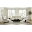 Pemberly Row 3-Piece Reclining Sofa Set with Glider in White Faux Leather