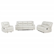 Pemberly Row 3-Piece Reclining Sofa Set with Glider in White Faux Leather
