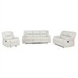 Pemberly Row 3-Piece Reclining Sofa Set with Glider in White Faux Leather