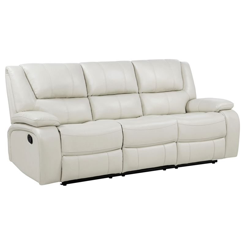 Pemberly Row 3-Piece Reclining Sofa Set with Glider in White Faux Leather