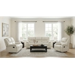 Pemberly Row 3-Piece Reclining Sofa Set with Glider in White Faux Leather