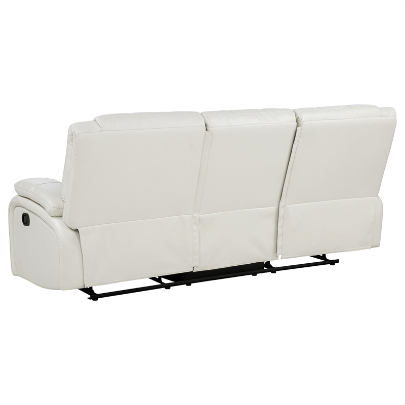 Pemberly Row 3-Piece Reclining Sofa Set with Glider in White Faux Leather