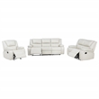 Pemberly Row 3-Piece Reclining Sofa Set with Glider in White Faux Leather